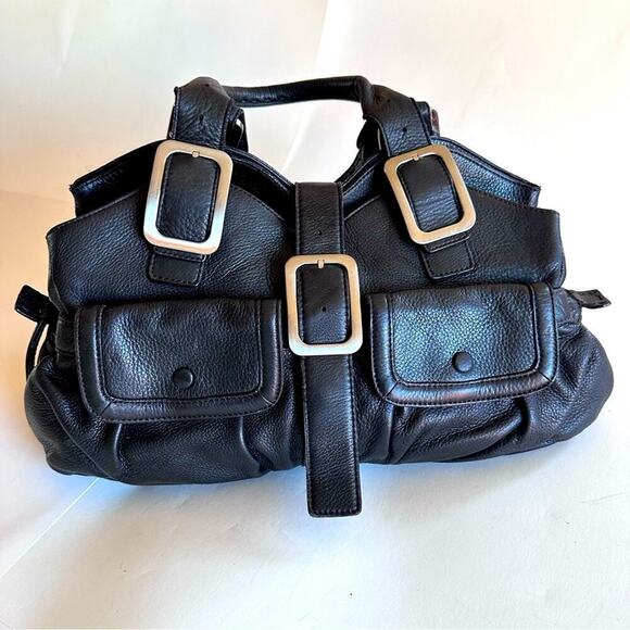 Cole Haan Black Leather Shoulder HOBO Purse Fine Pebbled Leather - Picture 1 of 15